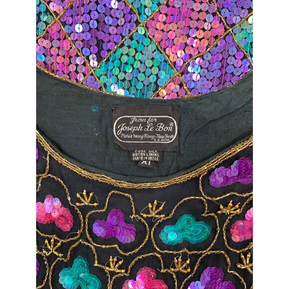 Vintage Harlequin Sequin Top Evening Cocktail Holiday Party Christmas Wedding - Picture 11 of 12